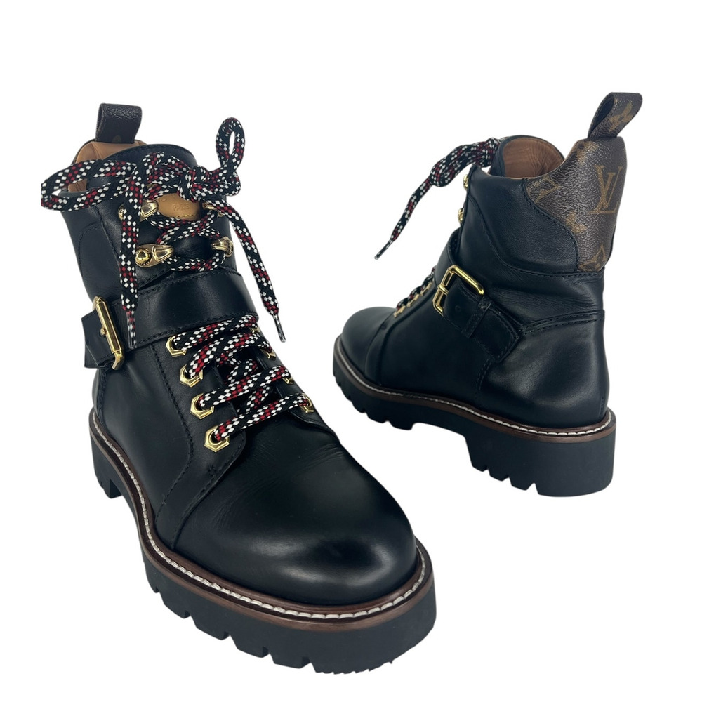 Louis Vuitton Calfskin Territory Ranger Combat Boots in Black